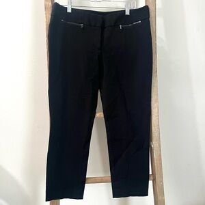 LOFT black cropped pants slacks, with zipper detail pockets. Size 8.